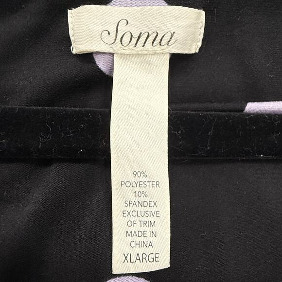 Soma Womens Dress XL Black Lavender Polka Dots Sleeveless Empire Waistline Flowy - Picture 4 of 6